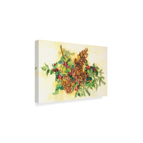 Joanne Porter 'Holly And Pine Cones' Canvas Art,30x47